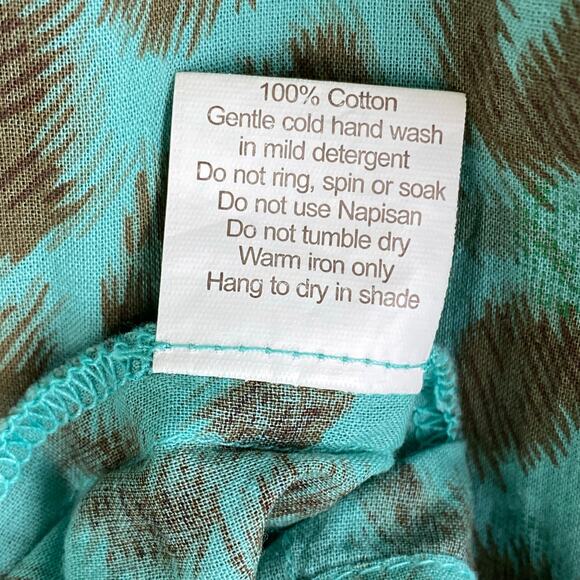 Lola Australia Pacific Midi Dress Size S Turq Green Short Sleeve Animal Cinched - Picture 12 of 14